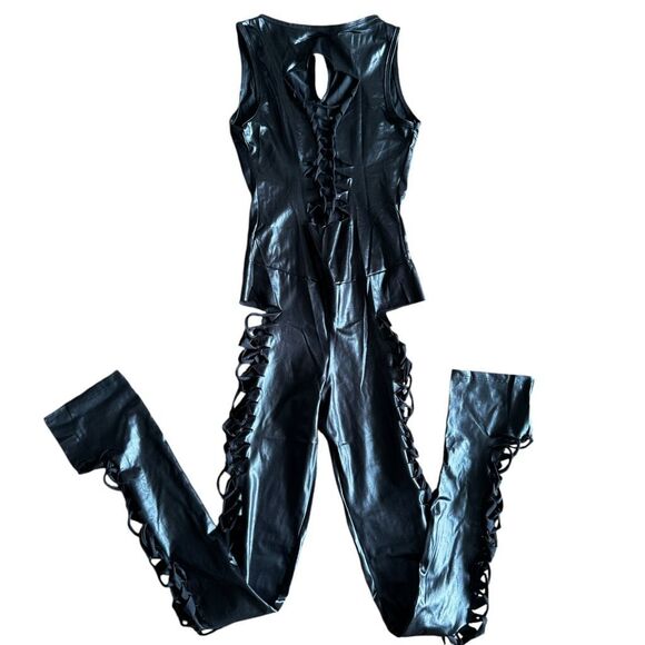 Espiral Lingerie Black Spandex Sexy Cut-Out One Piece Jumpsuit - Picture 1 of 8